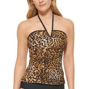 NWT Calvin Klein Women's Animal-Print V-Wire Bandeau Halter Tankini Top - Jagua